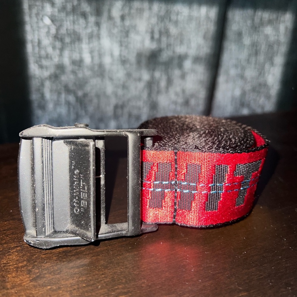 Offwhite caution tape belt